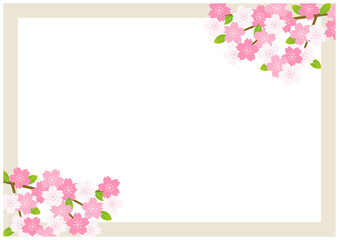 桜の花が美しい春の桜フレーム背景20麹色