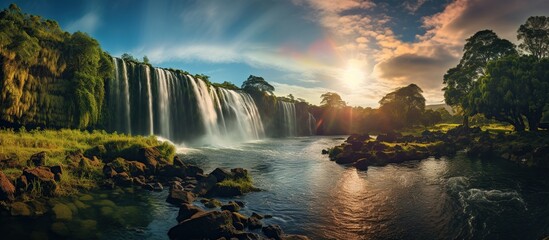 Beautiful view of Rainbow in Waterfalls