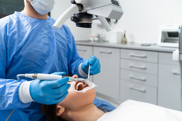 Dental check-up for a patient's teeth. - 720205402