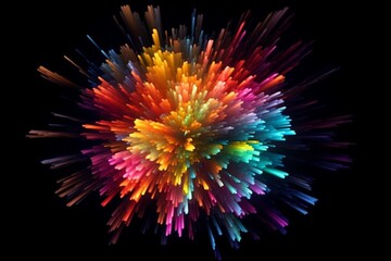 Colorful bursts with dark backdrop and dazzling illumination. Generative AI
