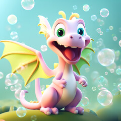 Fototapeta na wymiar Whimsical 3d character of a friendly dragon