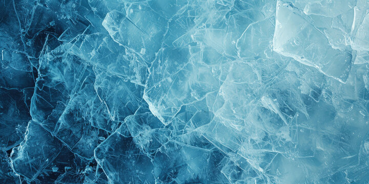 Beautiful winter natural blue ice texture of surface of frozen. Nature abstract pattern of white cracks. Winter seasonal background, mock up, flat lay, ice texture background,ice banner	
