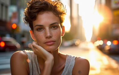 Woman With Freckled Hair Posing for Picture
