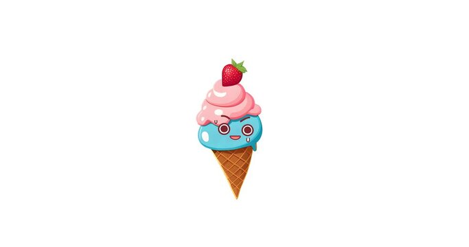 animation ice creame character 4K Transparent Background