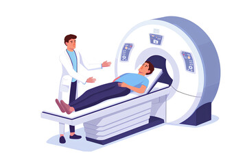 CT・MRI検査をする放射線技師と男性患者