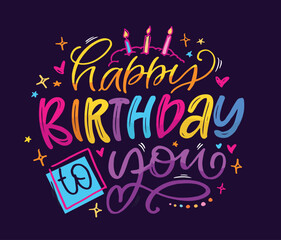 Happy birthday - cute hand drawn doodle lettering postcard. Time to  celebrate. Make a wish. Birthday Party time - label for banner, t-shirt design.100% vector