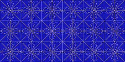 patrón sin fisuras de fondo abstracto estrella de Navidad con elegantes líneas de vectores de oro. Fondo geométrico azul con líneas doradas.