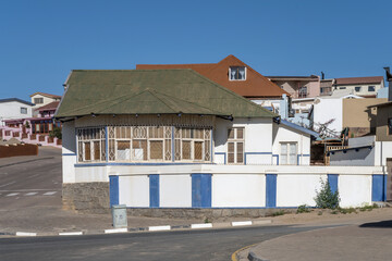Fototapeta na wymiar old picturesque building at historical town, Luderitz, Namibia