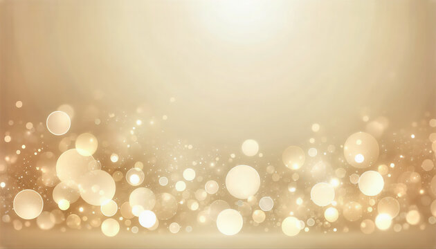 Abstract cream background with blurry festival lights and outdoor celebration bokeh. festive, design, holiday, decoration, glitter, christmas, pattern, texture, bright, blur. Generative AI.