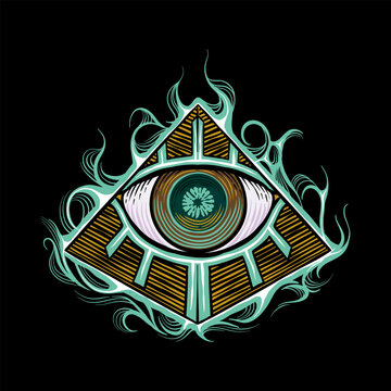 illustration of a pyramid with an eye in the middle