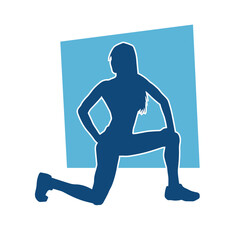 Fototapeta na wymiar Silhouette of slim female doing exercise. Silhouette of a sporty woman doing gym workout pose. 