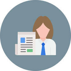 Female Journalist icon vector image. Can be used for News and Media.