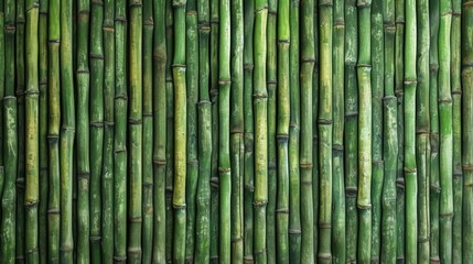 Close up of green bamboo horizontal fence texture background