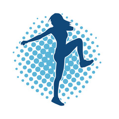 Silhouette of slim female doing exercise. Silhouette of a sporty woman doing gym workout pose. 