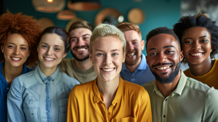 Fototapeta premium portrait of a group of multicultural men and women smiling together