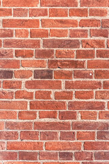 Detailed red brick wall background texture, copy space.
