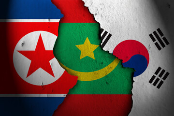 mauritania between north korea and south korea.