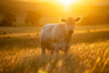 Regenerative Stud Angus, wagyu, Murray grey, Dairy and beef Cows and Bulls grazing on grass and...