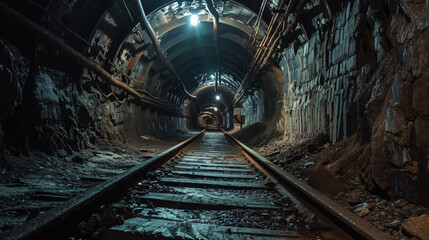 Fototapeta na wymiar Historic coal mine tunnel