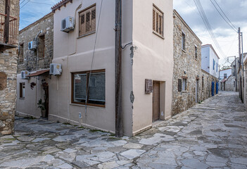 View of Choirokoitia village, located near the UN World Heritage archeological site of Choirokoitia Neolithic Settlement, in Larnaca District of Cyprus