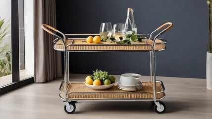 Tray Cart  And Food 
