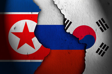 Russia between South Korea and North Korea. South Korea Russia North Korea