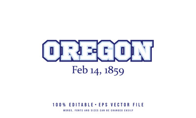 Oregon typography design vector for shirt, mug, cap, jersey, hoodie. Editable college t-shirt design printable text effect vector