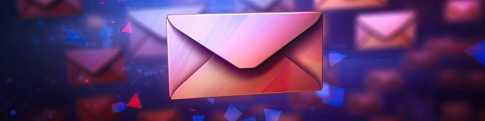 E-mail icon on the dark blue glowing background as banner