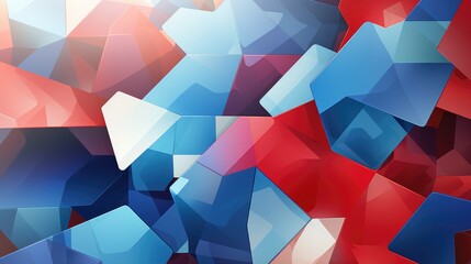 Geometric Shapes in Bold Red and Blue. Bold geometric shapes with a strong contrast of red and blue tones. - obrazy, fototapety, plakaty