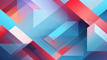 Abstract Geometric Blue and Red Overlap. Blue and red geometric shapes overlapping in an abstract design.