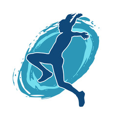 Silhouette of slim female doing exercise. Silhouette of a sporty woman doing gym workout pose. 