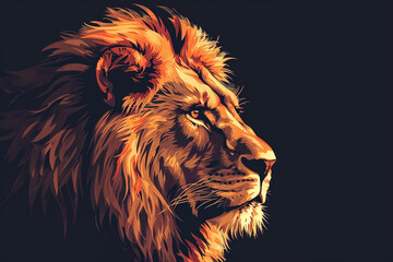 Vector Illustration of a Majestic Lion Head, Capturing the Strength and Power of the King of the Jungle."