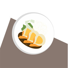 Pempek indonesian traditional food vector illustration of, food illustration, art, local art, flat design, food icons