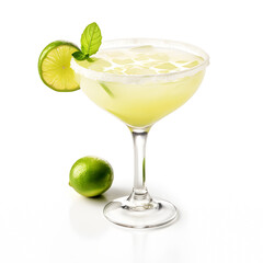 Cassic Margarita cocktail isolated on white background. Generative Ai.