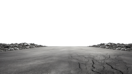 Asphalt road,isolated on transparent and white background.PNG image.