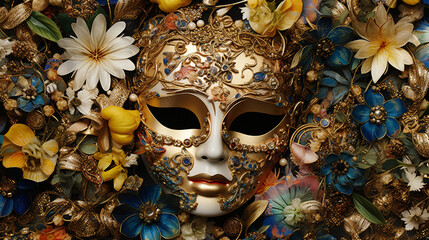 An ornament made of floral motifs and masks