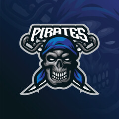Pirates mascot logo design vector with modern illustration concept style for badge, emblem and t shirt printing. Pirates head illustration for sport and esport team.