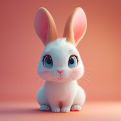 Obraz premium Cute Rabbit, blue eyes, front view