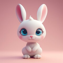 Cute Rabbit, blue eyes, front view