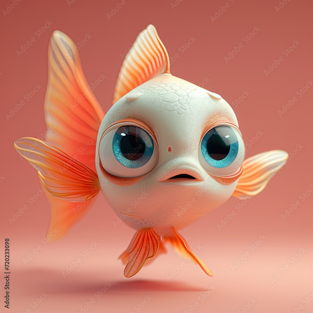 Poster Cute Fish, 3d, front view - Posters