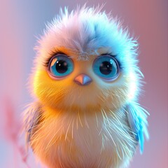 Fototapeta premium Cute Bird, blue eyes, front view
