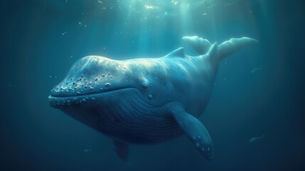 cartoon style, blue whale