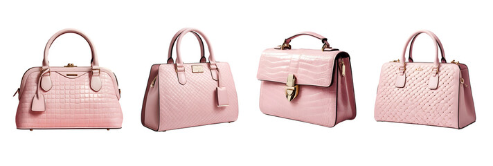 Women's trendy handbag in pink color on a transparent background | Isolated | Fashionable woman bag in pink color for products advertisement 