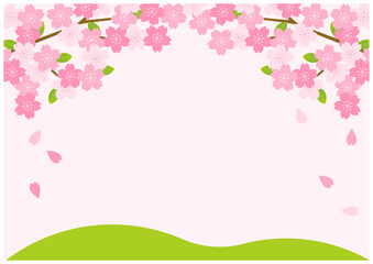 桜の花が美しい春の桜フレーム背景21