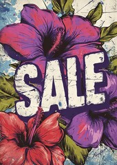 Colorful floral sale announcement with artistic splashes