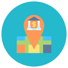 Bank Location icon vector image. Can be used for Banking and Finance. © SAMDesigning