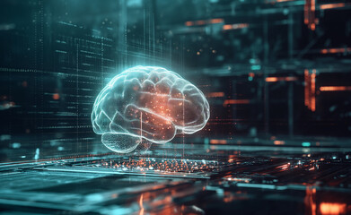 Digital Brain Concept: Futuristic Illustration of Human Mind