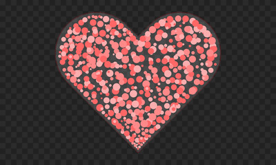 Obraz premium A big heart. A big heart consisting of multi-colored circles. The color of the circles is shades of red. Checkered background. Vector illustration EPS10.