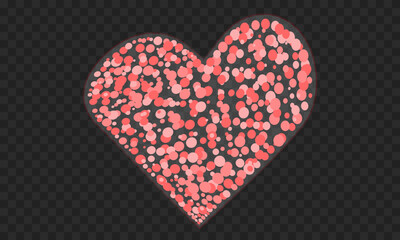 Big heart and wave. A big heart floats on a wave. Wave heart shape. The color of the circles is shades of red. Checkered background. Vector illustration EPS10.