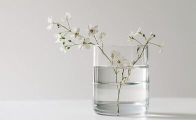Spring Serenity: White Wildflower Branch in Glass